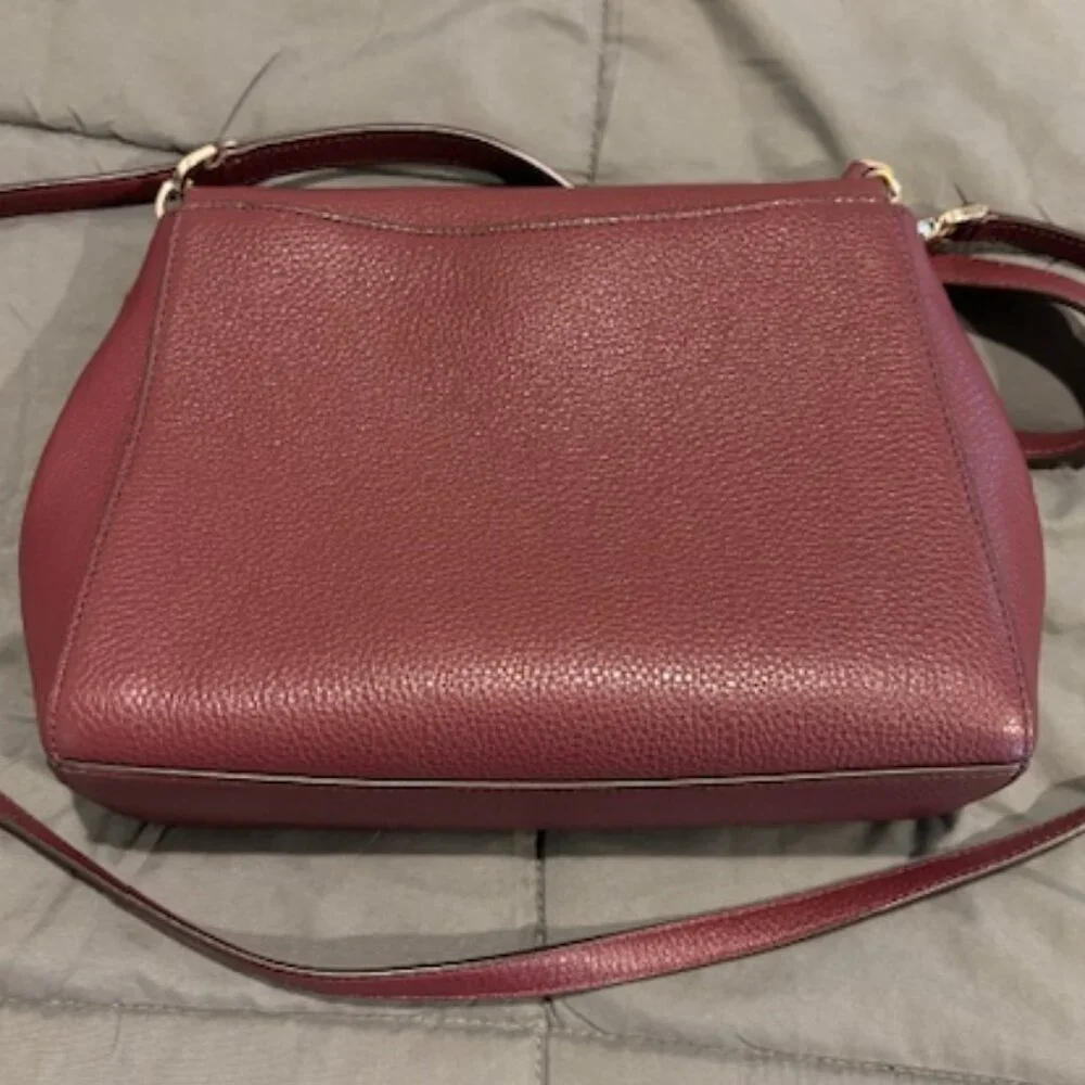 Kate Spade Burgundy Medium Flap Shoulder Bag with Adjustable Strap - Picture 4 of 10